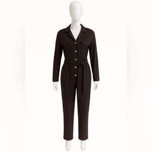 Snidel Long Sleeve All-In-One Straight Leg Belted Size 0 Brown Jumpsuit Romper